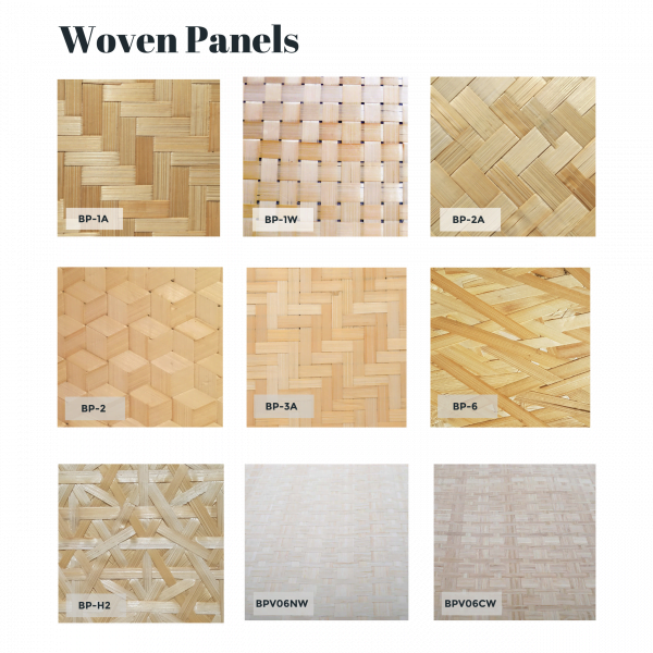 Various woven bamboo designs