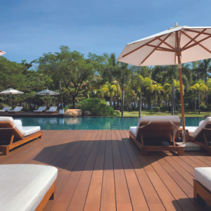 Cognac Bamboo Decking Around Resort Pool
