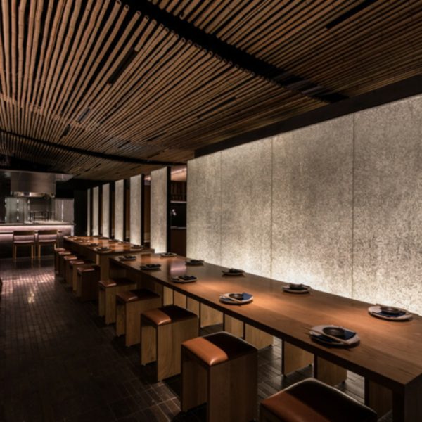 Waves of Bamboo Poles in Japanese Restaurant