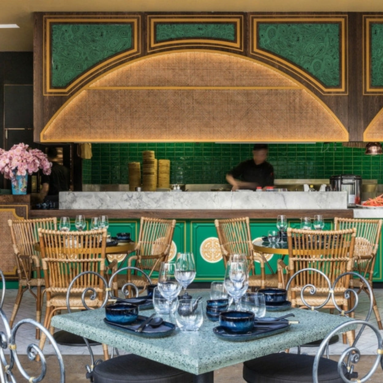 Rattan Semi Circle in Chinese Restaurant