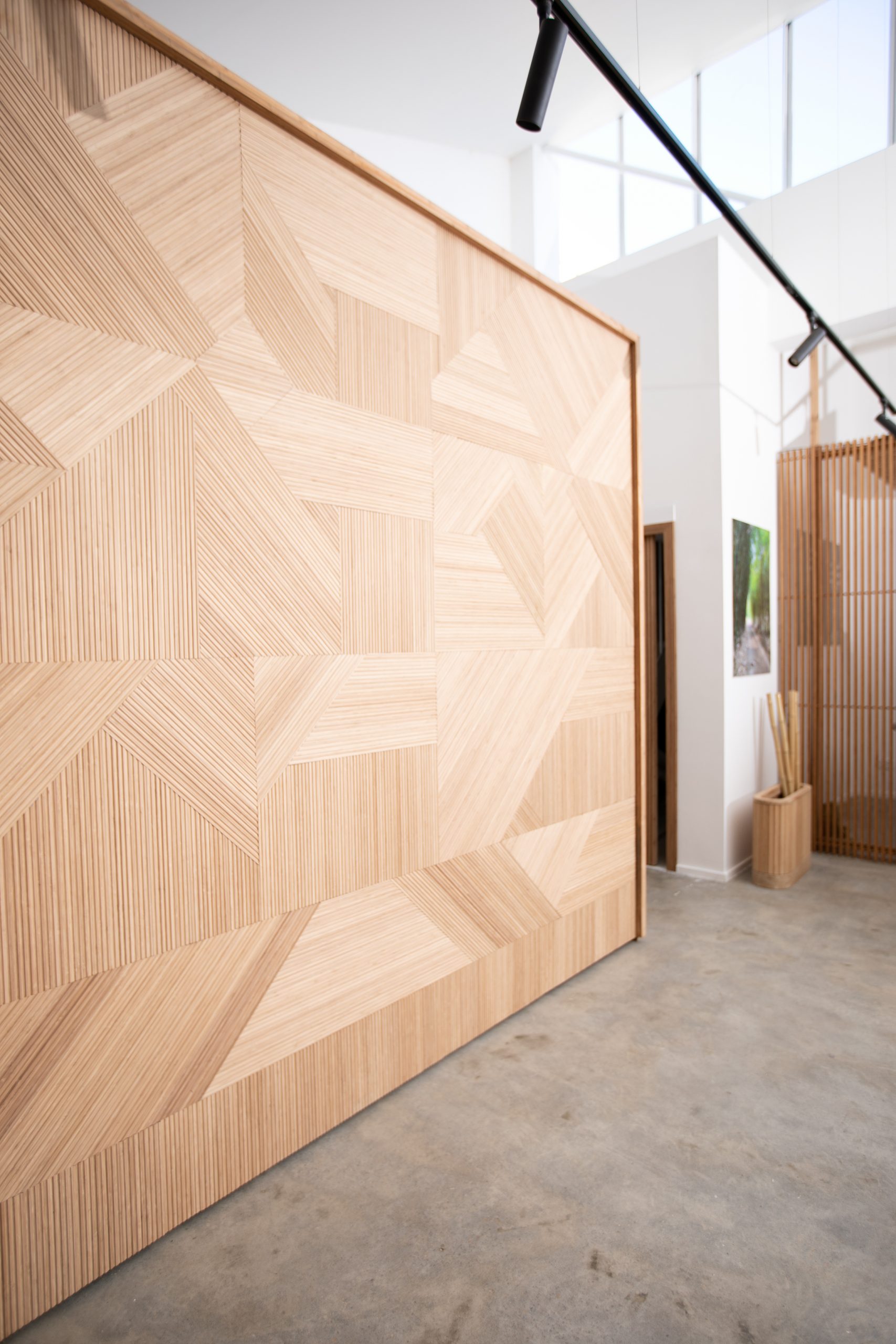 Architectural Feature Wall Designed With Fine-Ribbed Bamboo Cladding