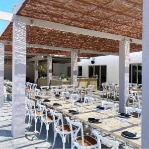 Santorini Inspired Canopy and Pergola for Luxury Resort