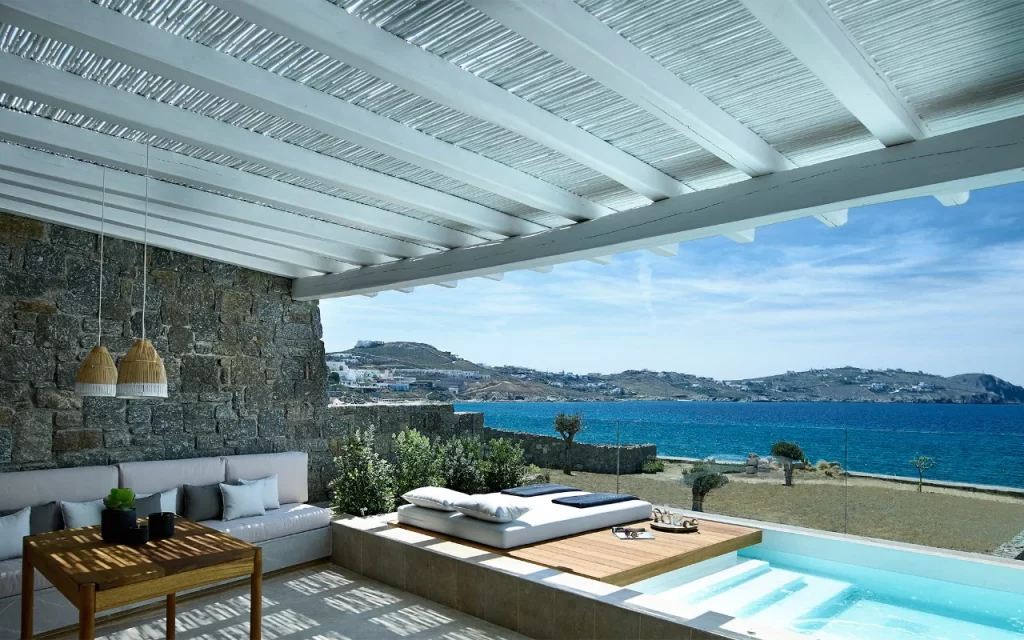 Santorini Resort Style - White Natureed and Bamboo Screens